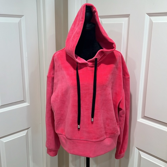 FOR THE REPUBLIC, women’s, large, hot pink, velour, drawstring, hoodie. - Picture 2 of 5